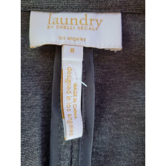 Laundry by Shelli Segal Blazer 6 Faux Leather Trim Preppy Equestrian Quietlux - Picture 6 of 10